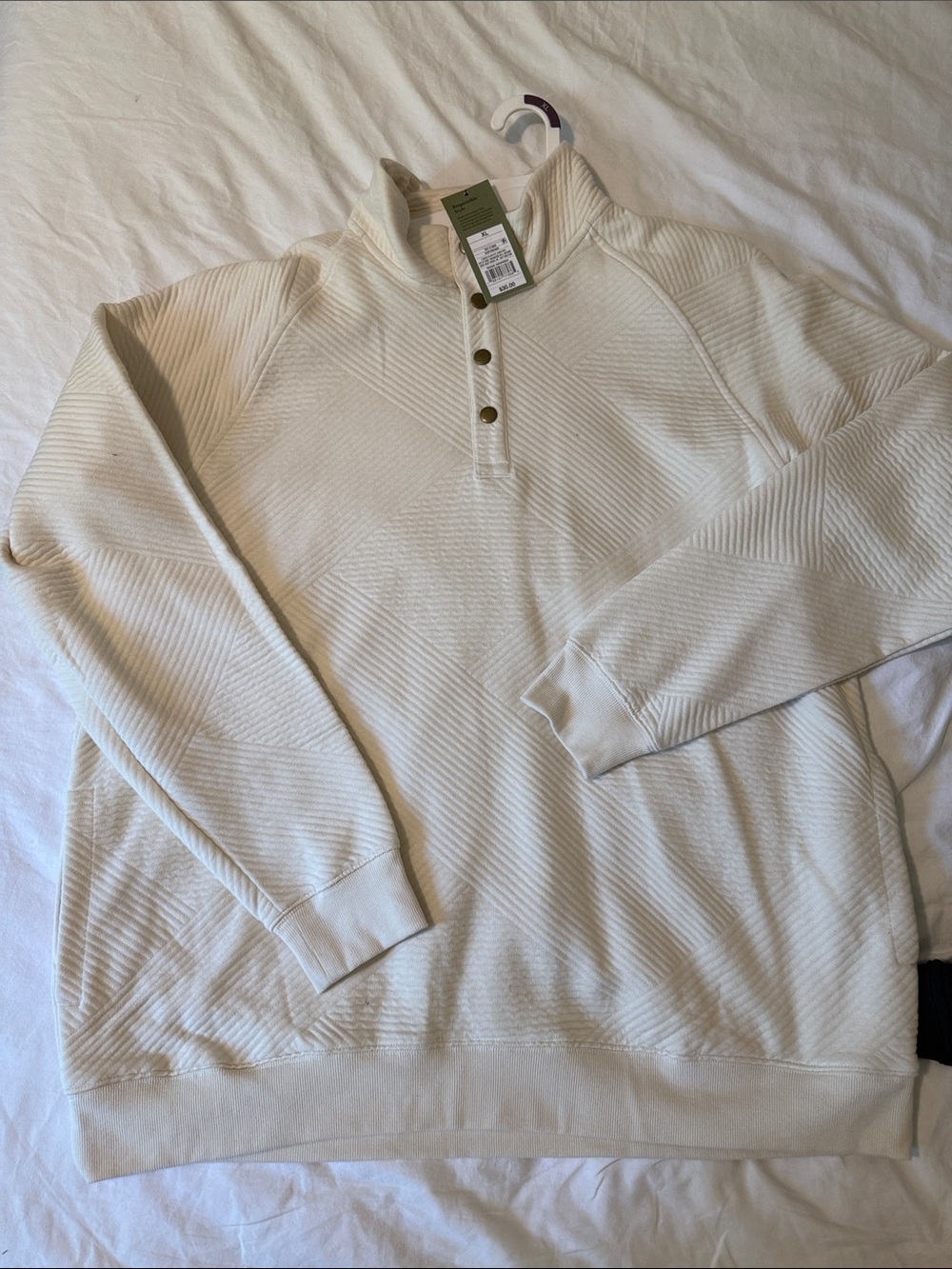 Goodfellow & Co Cream Textured buttoned pullover sweatshirt XL Men's